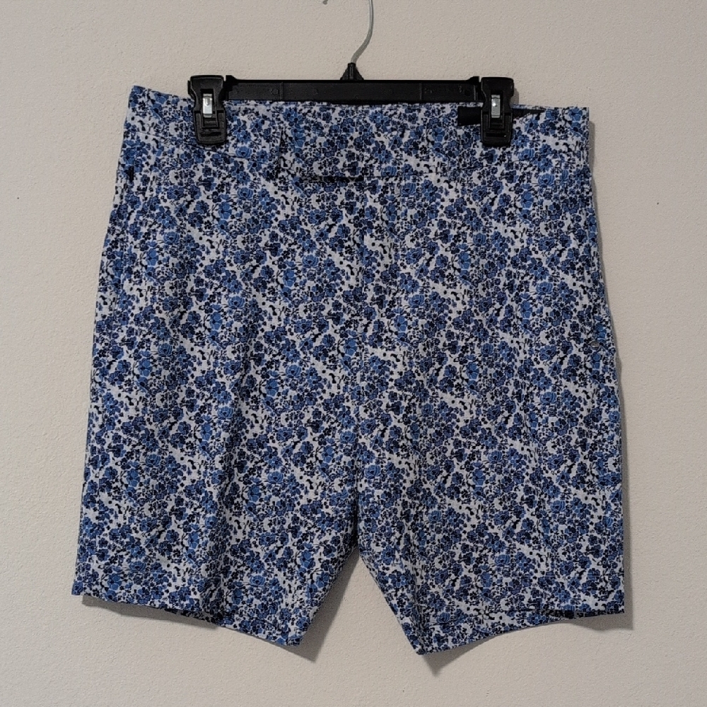 RLX Ralph Lauren Flat Front Blue and White Swim Shorts